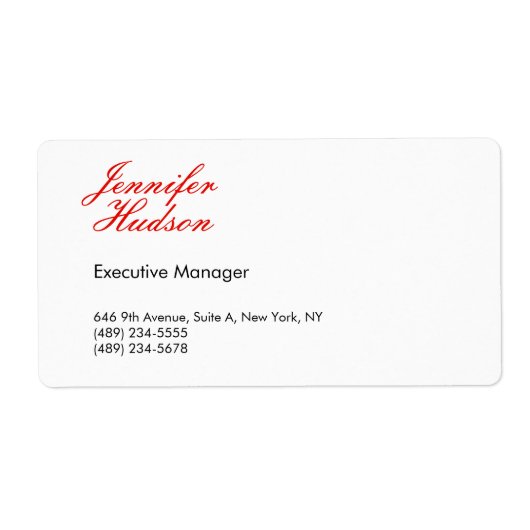 Étiquette Calligraphie moderne minimaliste professionnelle (Devant)