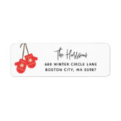 Étiquette Calligraphie moderne Red Mittens Adresse de retour (Devant)