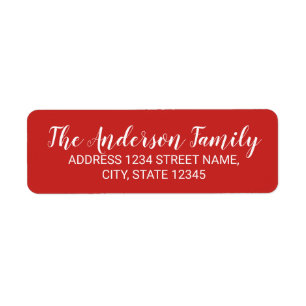 Étiquette Calligraphie moderne rouge et blanc Nom de famille