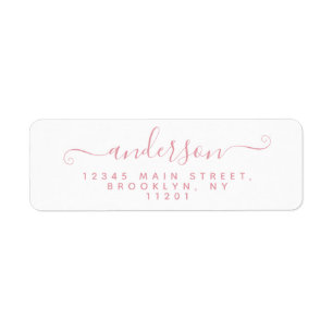 Étiquette Calligraphie moderne Script Blush Pink Nom