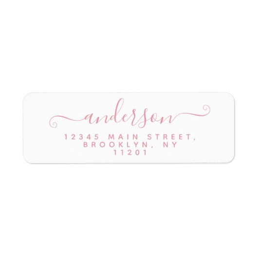 Étiquette Calligraphie moderne Script Blush Pink Nom (Devant)