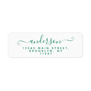 Étiquette Calligraphie moderne Script Classic Green Nom