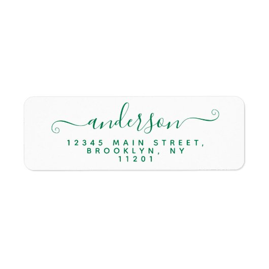 Étiquette Calligraphie moderne Script Classic Green Nom (Devant)