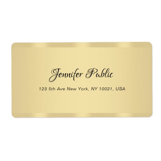 Étiquette Calligraphie Nom Moderne Script à main Faux Gold (Devant)