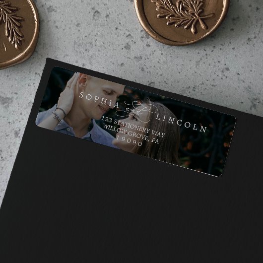 Étiquette Calligraphie romantique Couche de la photo foncée