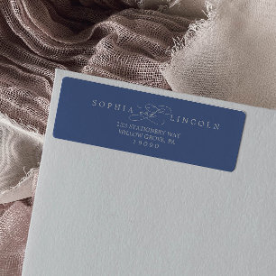 Étiquette Calligraphie romantique Denim Blue Adresse de re