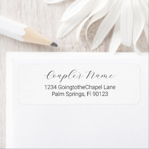 Étiquette Calligraphie romantique Noir Blanc Adresse de reto