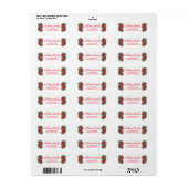 Étiquette calligraphie rouge florale des baies sèches de noë (Feuille entière)