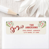 Étiquette Calligraphie rouge joie verdure saint (En situation)