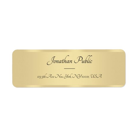 Étiquette Calligraphie Script Texte Faux Gold Modèle Élégant (Devant)