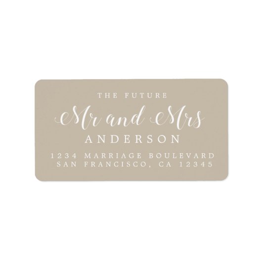Étiquette Calligraphy Future M. Mme Mariage Adresse de retou (Devant)