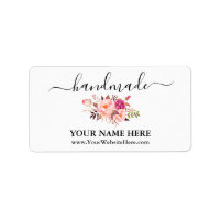 Calligraphy Handmade Watercolor Pink Floral Label