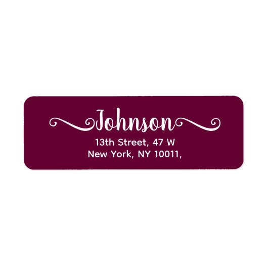 Étiquette Calligraphy Handwritten Script burgundy color (Devant)
