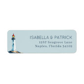 Étiquette Calm Blue Watercolor Lighthouse (Devant)