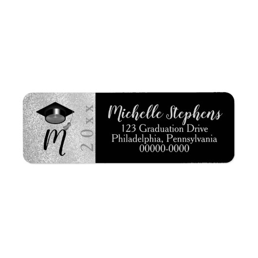 Étiquette Calotte de graduation à monogramme de l'année en f (Devant)