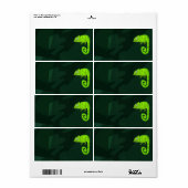 Étiquette Caméléon vert mignon (Feuille entière)