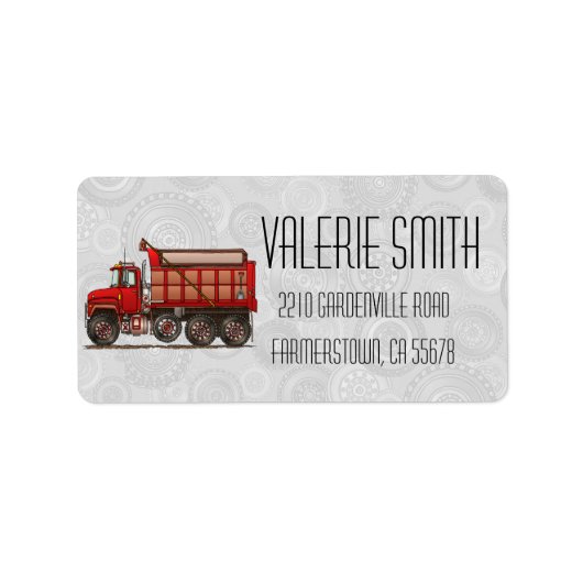 Étiquette Camion de vidange de gravier mignon (Devant)