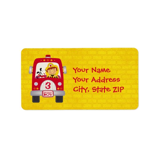 Étiquette Camion d'incendie Enfant d'anniversaire (Devant)