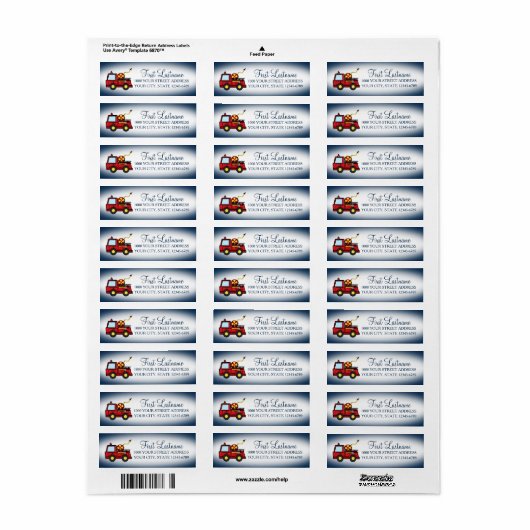 Étiquette Camion feu rouge (Feuille entière)