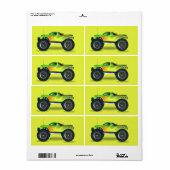 Étiquette Camion Monster sur le vert citron (Feuille entière)