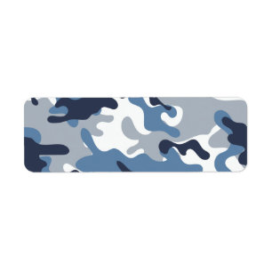 Étiquette Camouflage de bleu et de blanc