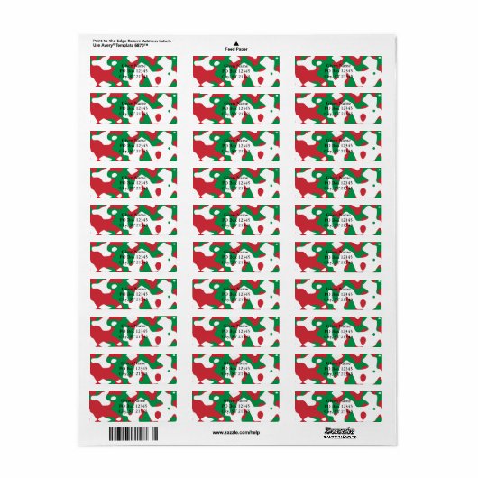 Étiquette Camouflage de Noël (Feuille entière)