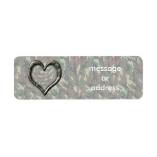 Étiquette Camouflage Heart - Woodland