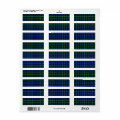 Étiquette Campbell tartan bleu vert plaid (Feuille entière)