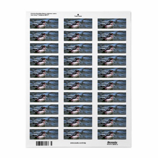 Étiquette Canard à bois (Feuille entière)