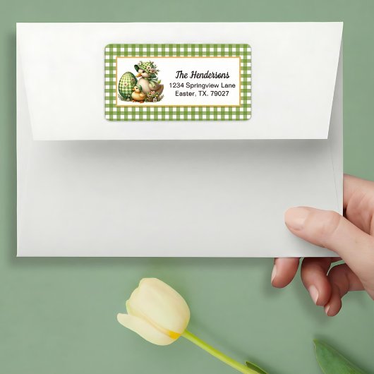 Étiquette Canards de Pâques Œuf de Pâques & Fleurs sur Gingh