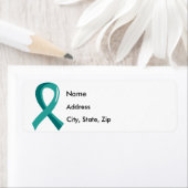 Étiquette Cancer de l'ovaire Turquoise Ribbon 3 (En situation)