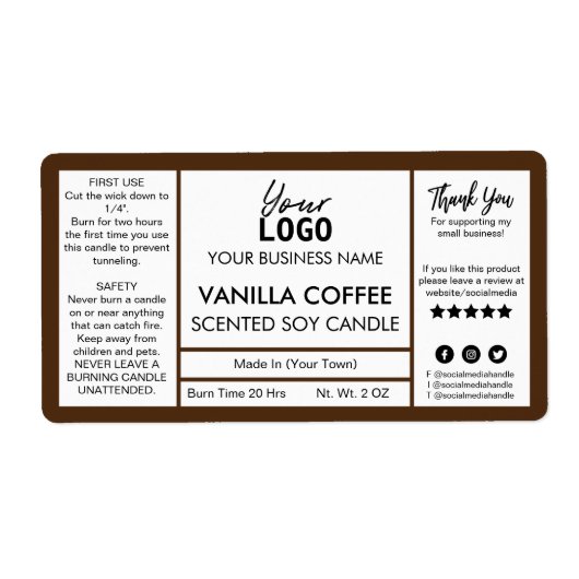Étiquette Candle de Brown And White Coffee (Devant)