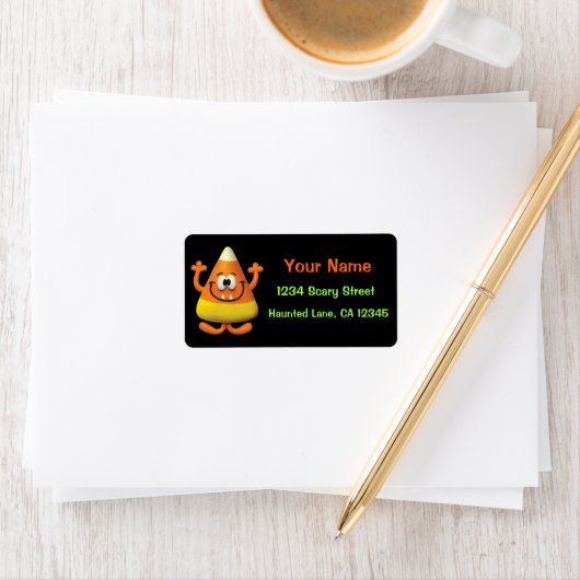 Étiquette Candy Corn Halloween Boo Party (En situation)