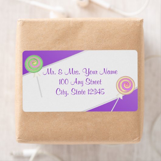 Étiquette Candy Lollipop Purple Adresse (En situation)