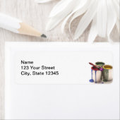 Étiquette Canettes à peinture rouge vert jaune (En situation)