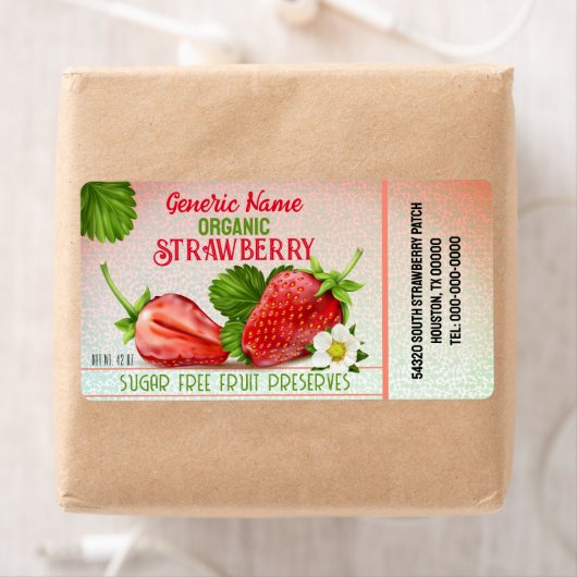 Étiquette Canne aux fruits de fraise (En situation)