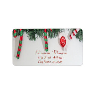 Étiquette Canne en sucre, sapin de Noël