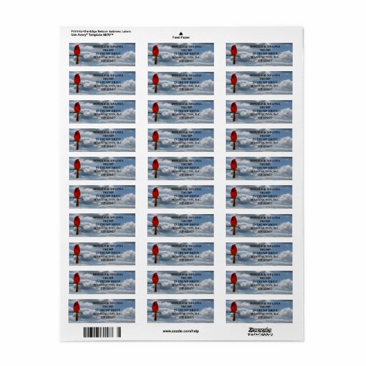 ÉTIQUETTE CARDINAL (Feuille entière)