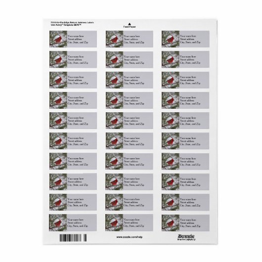 Étiquette Cardinal du Nord (Feuille entière)