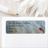 Étiquette Cardinal Red Bird Winter Forest Scene (En situation)