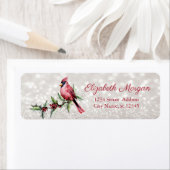 Étiquette Cardinal Rouge Holly Berry Bokeh (En situation)