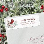 Étiquette Cardinal rouge Noël d'hiver Adresse de retour<br><div class="desc">Ajoutez la touche finale à vos cartes de Noël et à votre courrier de vacances, avec ces délicieuses étiquettes d'adresse de retour, avec un cardinal rouge d'aquarelle mignon perché sur une branche de pin enneigée, décoré de sprigs de baies sèches. Si vous désirez des modifications de conception ou si vous...</div>