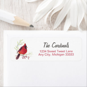 Étiquette Cardinal Watercolor Art Return Adresse Label