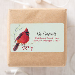 Étiquette Cardinal Watercolor Art Return Adresse Label