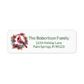 Étiquette Cardinal Wreath Green Adresse de retour (Devant)