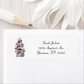 Étiquette Cardinaux dans un arbre couvert de neige (En situation)