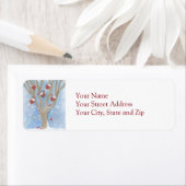 Étiquette Cardinaux de Noël avec maisons d'oiseaux dans l'ar (En situation)