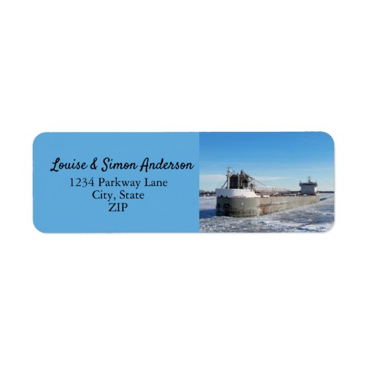 Étiquette Cargo d'hiver Manitoulin Grands Lacs Adresse (Devant)