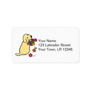 Étiquette Caricature à panier à chiot jaune du Labrador