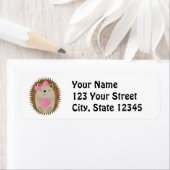 Étiquette Caricature adorable pour fille Hérisson embrasser  (En situation)